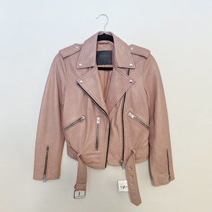 NEW AllSaints Balfern Leather Biker Jacket - Blush